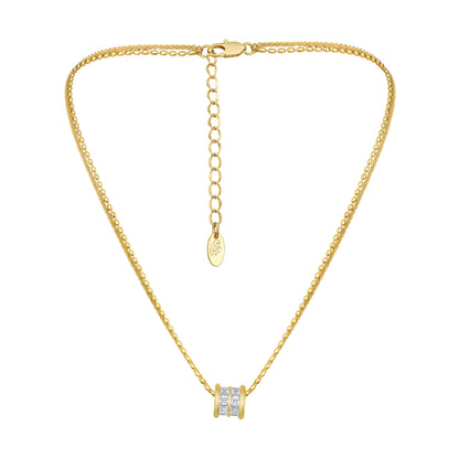 Trendy Creative Cylinder 18KT Gold Plated Zircon Pendant Chain