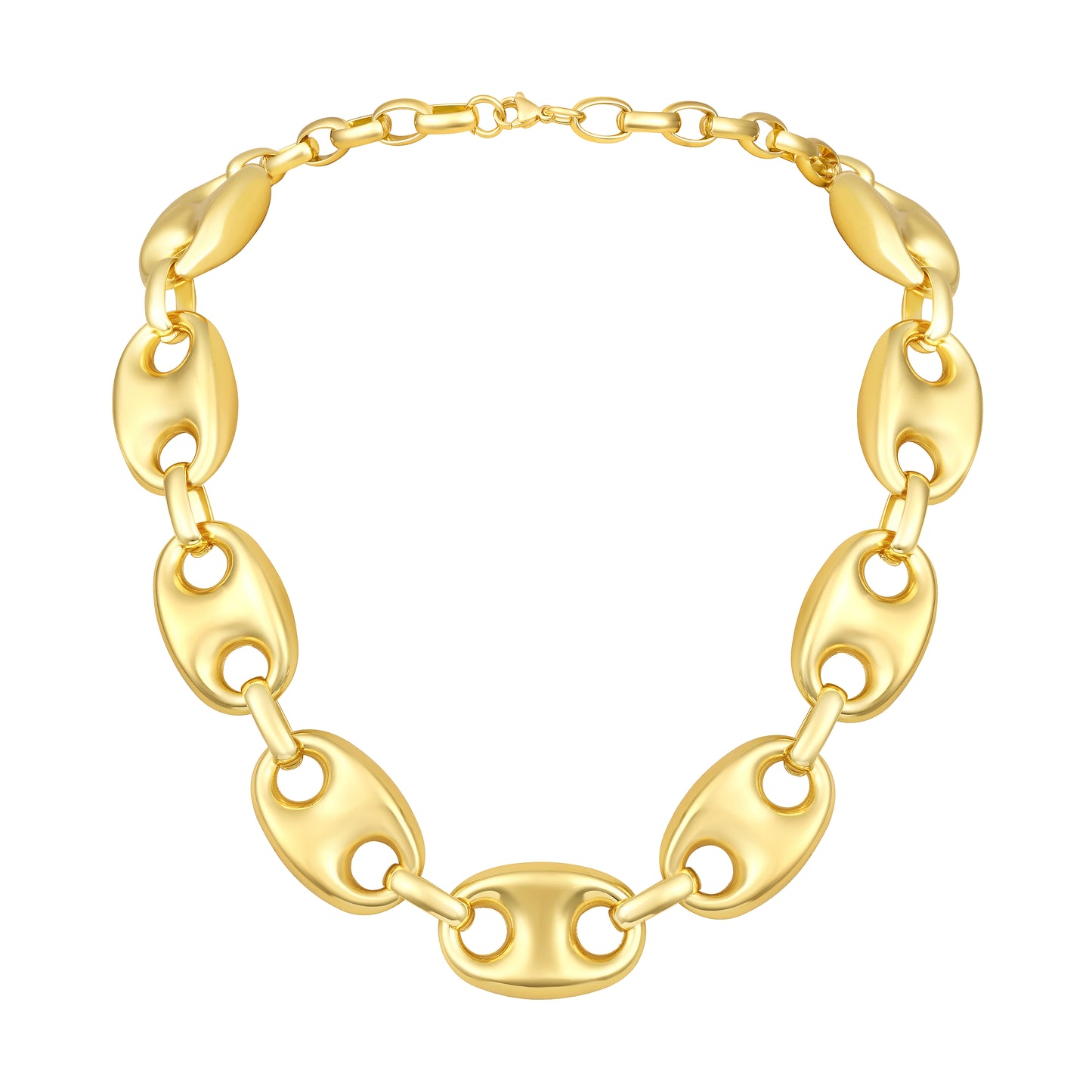 Coffee Bean Link Chain 18KT Gold Plated Necklace Chain