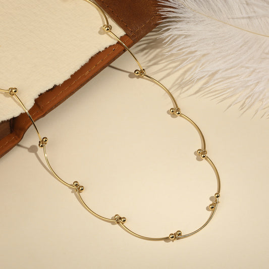 Elegant Golden Small Balls 18KT Gold Plated Necklace Chain