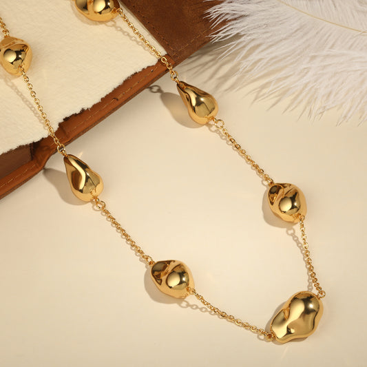 Golden Teardrop Cascade 18KT Gold Plated Necklace Chain