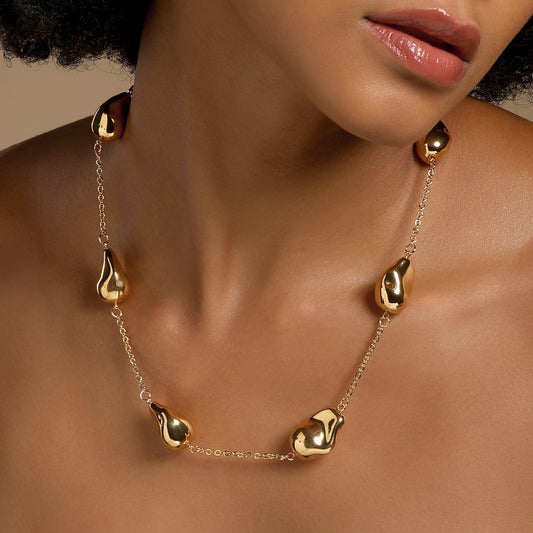 Golden Teardrop Cascade 18KT Gold Plated Necklace Chain