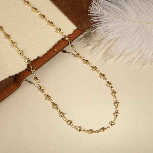 Golden Heart Shape 18KT Gold Plated Necklace Chain