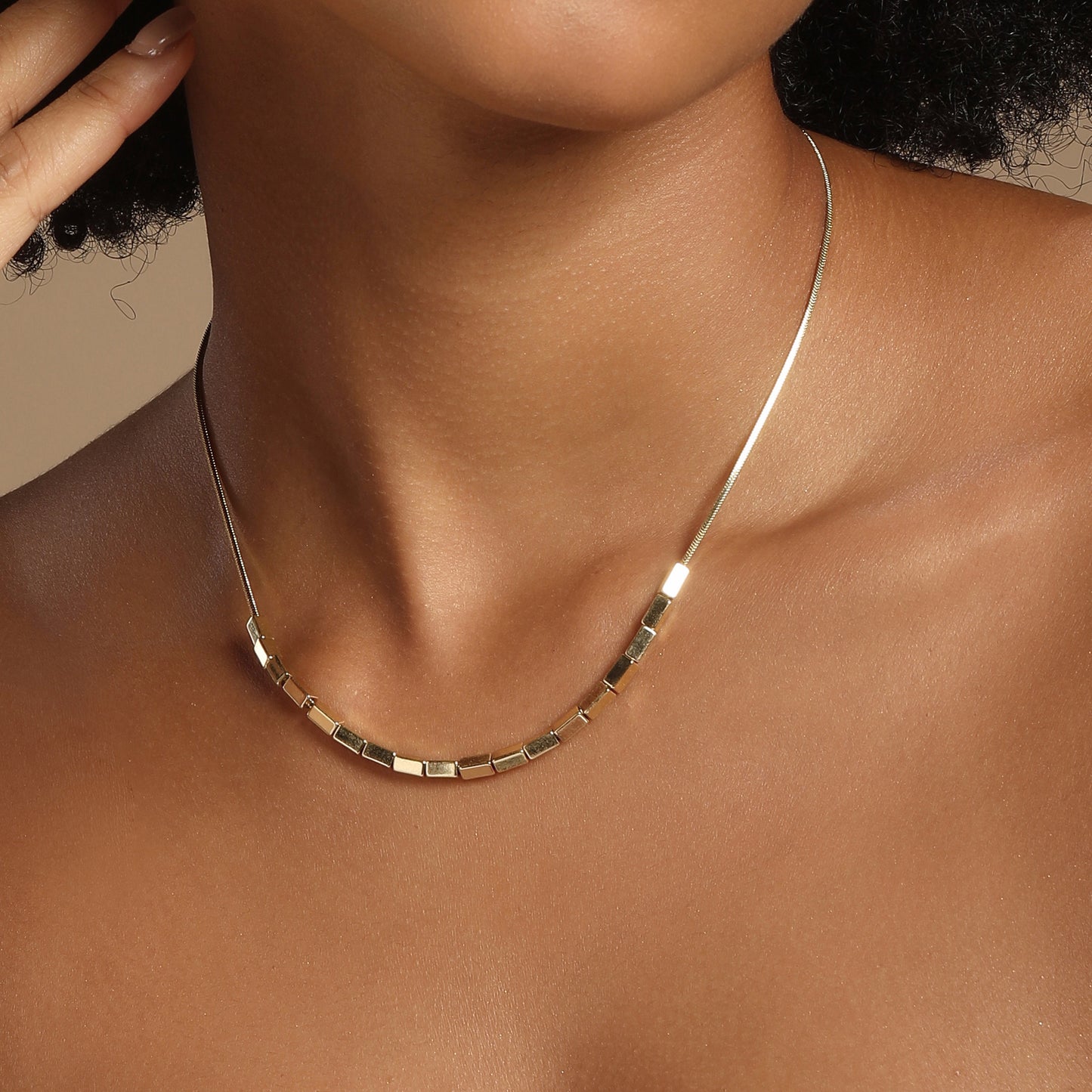 Cube Golden Square Shape 18KT Gold Plated Necklace Chain