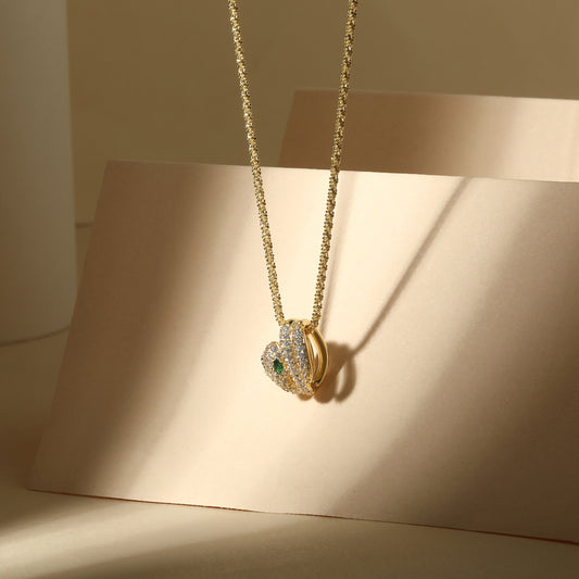 Zic-Zac Green Eyed Snake 18KT Gold Plated Pendant Chain
