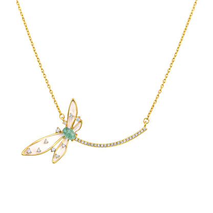 Dragonfly 18KT Gold Plated Zircon Pendant Chain
