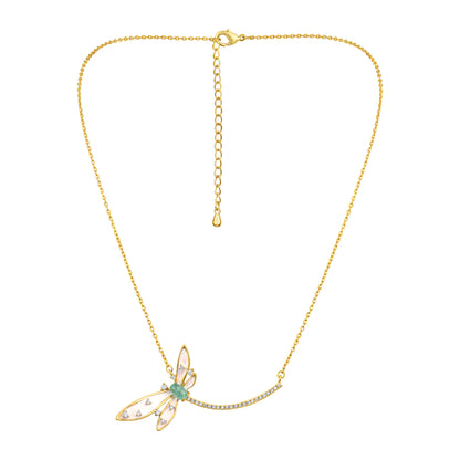 Dragonfly 18KT Gold Plated Zircon Pendant Chain