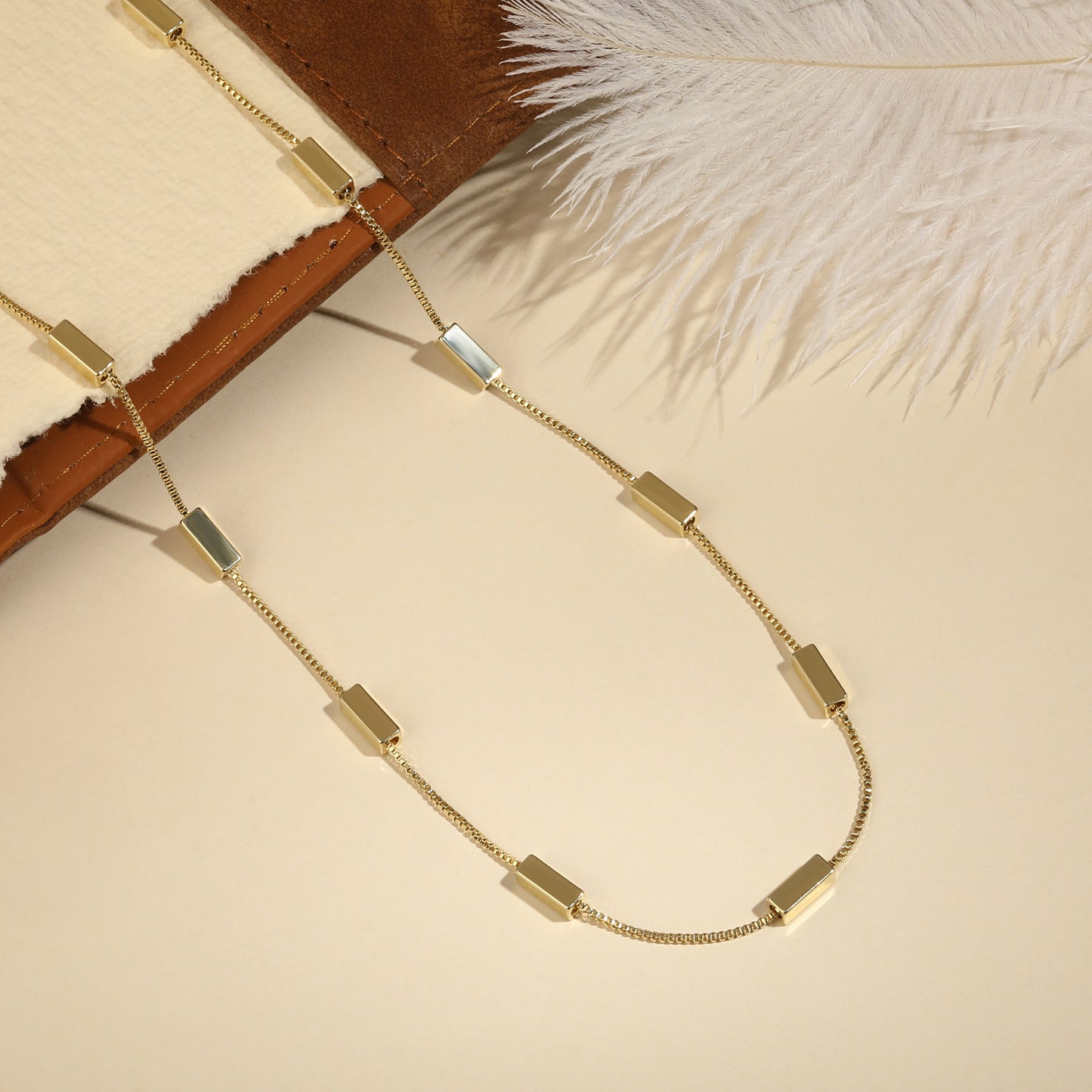 Golden Square Shape 18KT Gold Plated Necklace Chain