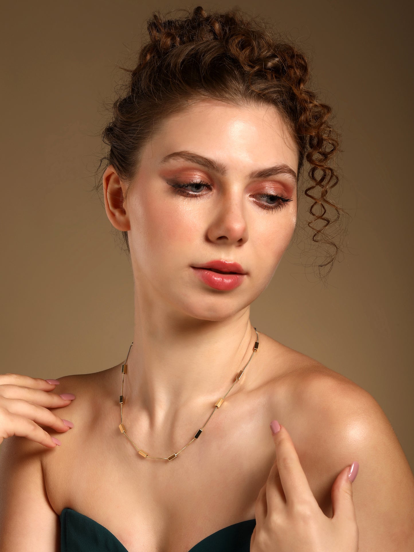 Golden Square Shape 18KT Gold Plated Necklace Chain