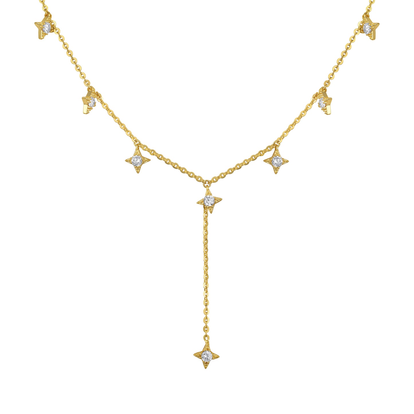 Golden Star Drop 18KT Gold Plated Zircon Necklace