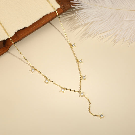 Golden Star Drop 18KT Gold Plated Zircon Necklace