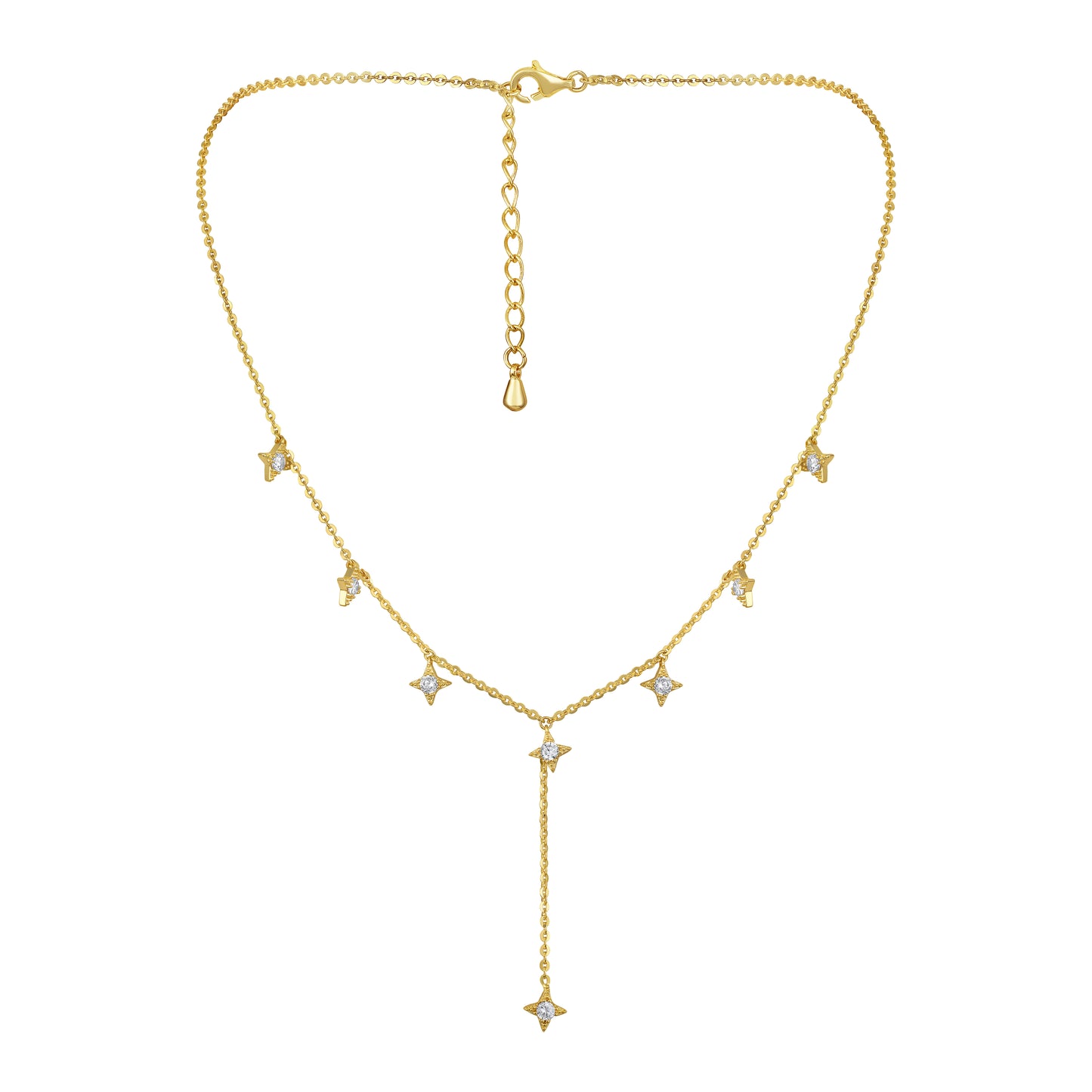 Golden Star Drop 18KT Gold Plated Zircon Necklace
