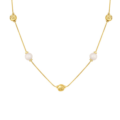 Golden Balls and White Pearl 18KT Gold Plated Necklace Chain