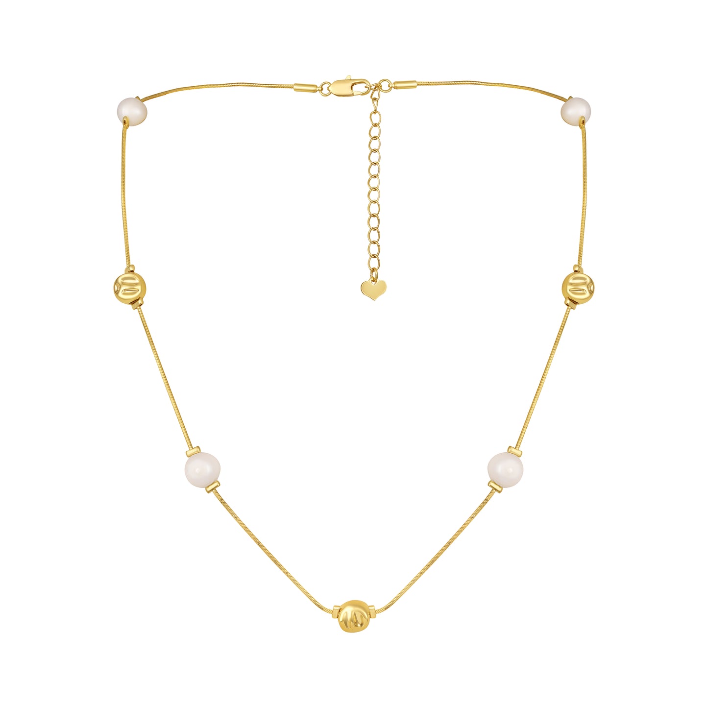 Golden Balls and White Pearl 18KT Gold Plated Necklace Chain