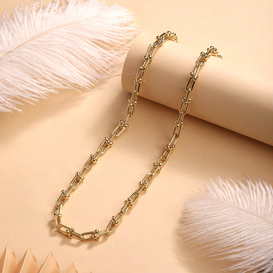U Shape Horseshoe Link Chain 18KT Gold Plated Necklace Chain