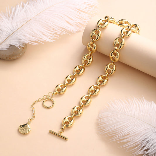 Coffee Bean Shape 18KT Gold Plated Necklace Chain