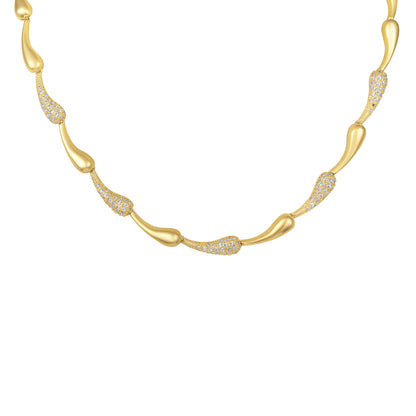 Teardrop Linked 18KT Gold Plated Zircon Necklace Chain