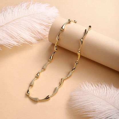 Teardrop Linked 18KT Gold Plated Zircon Necklace Chain