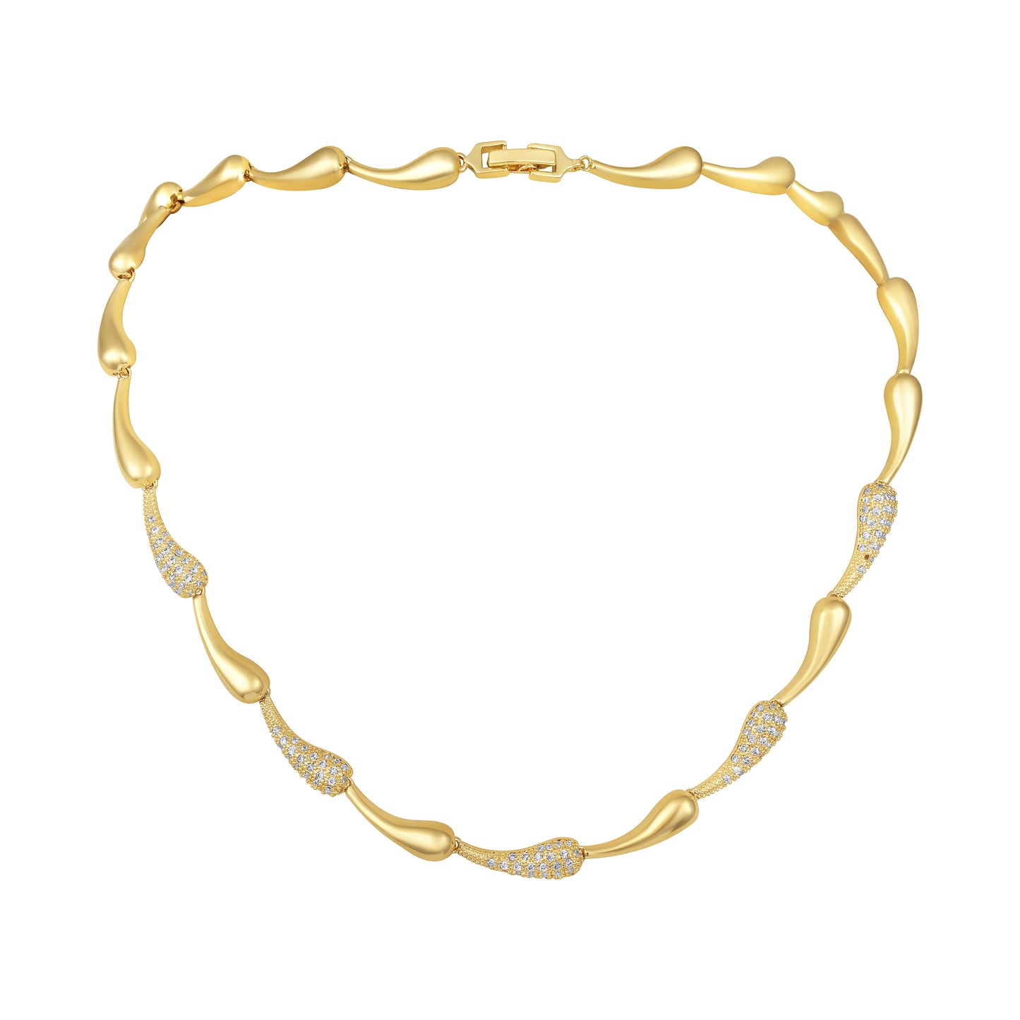 Teardrop Linked 18KT Gold Plated Zircon Necklace Chain