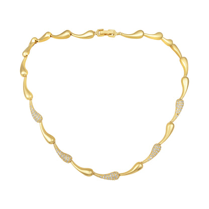 Teardrop Linked 18KT Gold Plated Zircon Necklace Chain