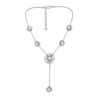 Flower Design Bronze Plated Zircon Necklace Chain