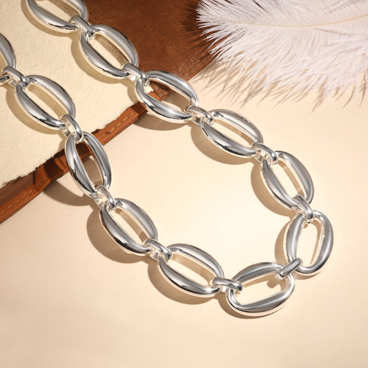 Toned Link Chain Silver Plated Necklace Chain