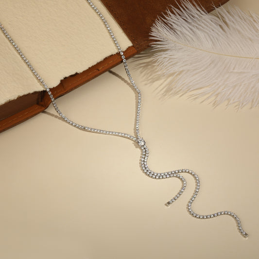 Lariat "Y" drop Link Chain Silver Plated Chain Necklace