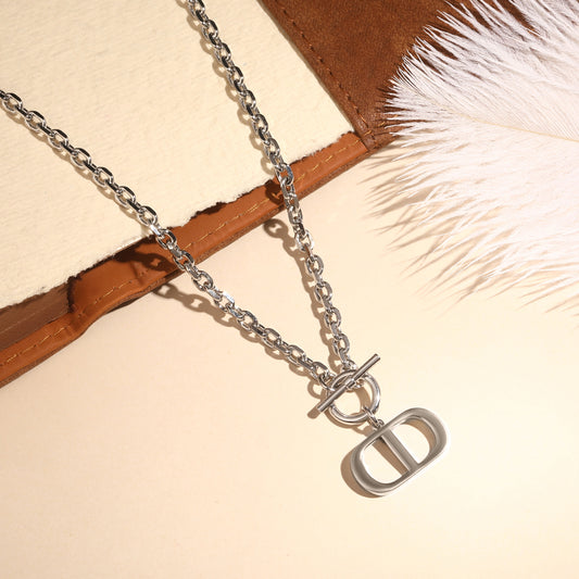 Link Chain Unique Dual Symbol Silver Plated Pendant Chain