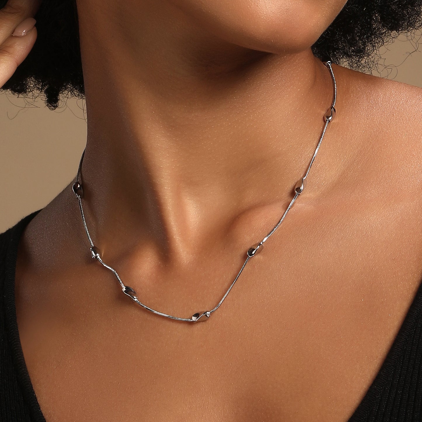 Textured and Plain Disc Silver Plated Necklace Chain