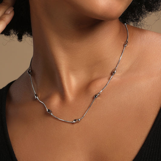 Textured and Plain Disc Silver Plated Necklace Chain