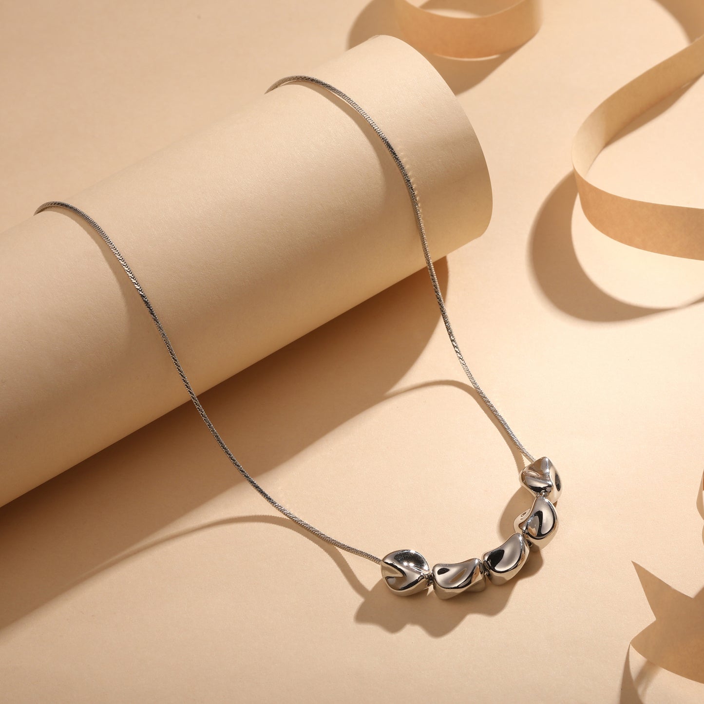 Crush Multiple Discs Silver Plated Pendant Chain