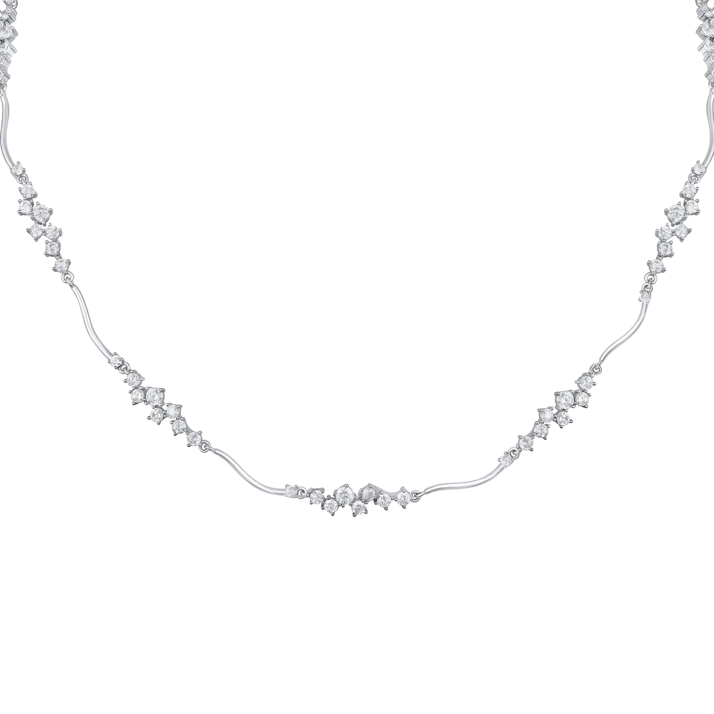 Exotic Studded CZ Silver Plated Zircon Necklace Chain