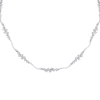 Exotic Studded CZ Silver Plated Zircon Necklace Chain