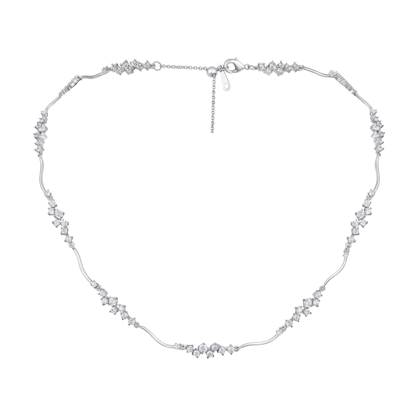 Exotic Studded CZ Silver Plated Zircon Necklace Chain