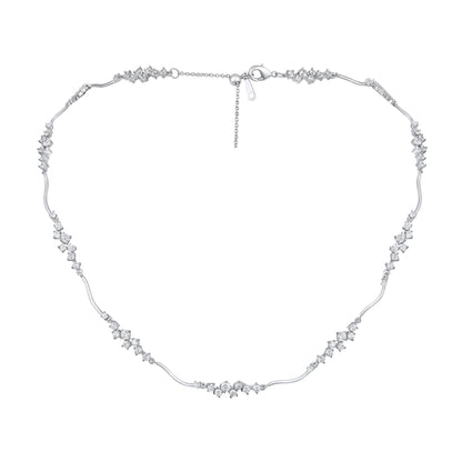 Exotic Studded CZ Silver Plated Zircon Necklace Chain