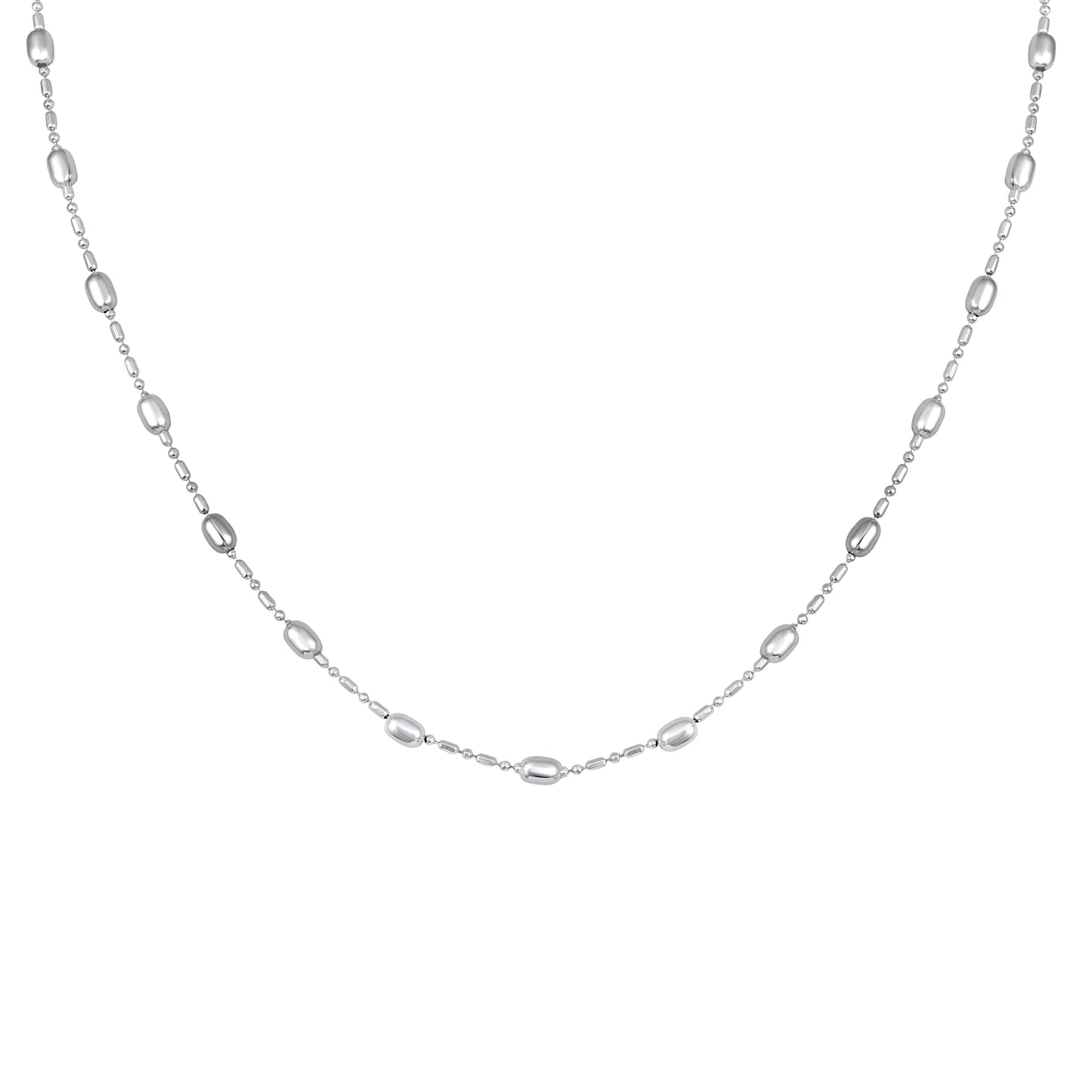 Sterling Silver Beaded Silver Plated Necklace Chain