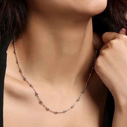 Sterling Silver Beaded Silver Plated Necklace Chain
