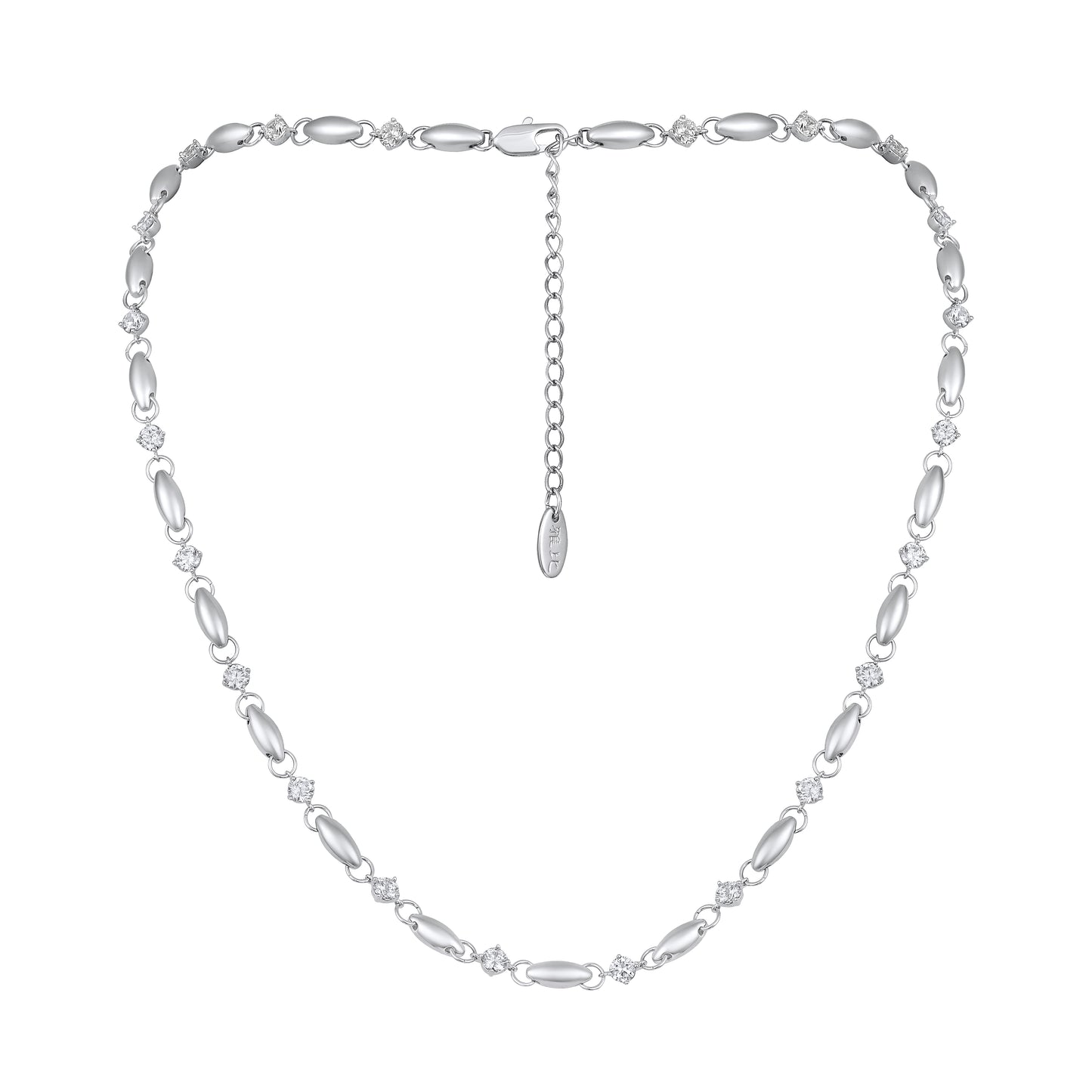 Sparkling Sterling Silver Beaded Silver Plated Zircon Necklace Chain