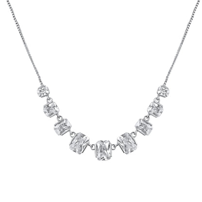 Arc-looking CZ Studded Silver Plated Zircon Necklace Chain