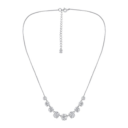 Arc-looking CZ Studded Silver Plated Zircon Necklace Chain