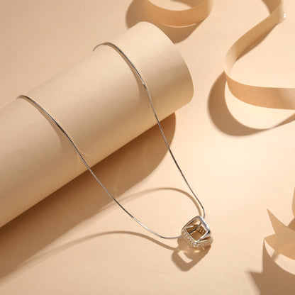 Classy Cubic Crystal Silver Plated Zircon Pendant Chain