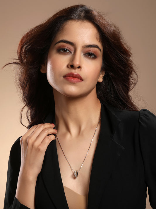 Classy Cubic Crystal Silver Plated Zircon Pendant Chain