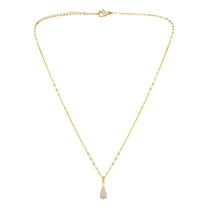 Water Drop Shape 18KT Gold Plated Zircon Pendant Chain