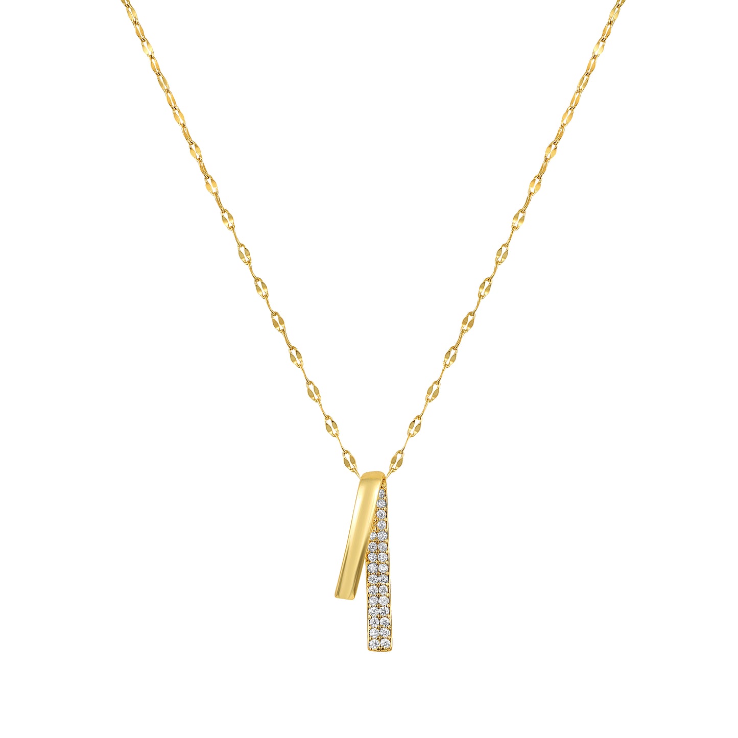 Dual Bar 18KT Gold Plated Zircon Pendant Chain