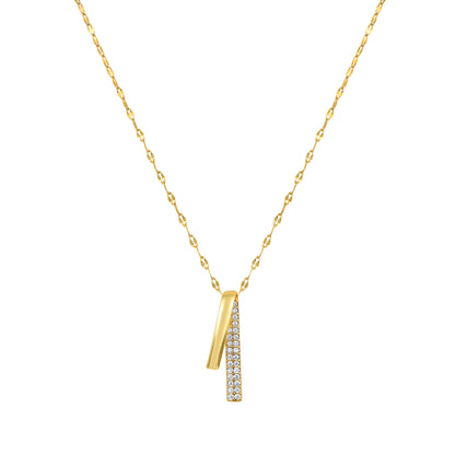 Dual Bar 18KT Gold Plated Zircon Pendant Chain