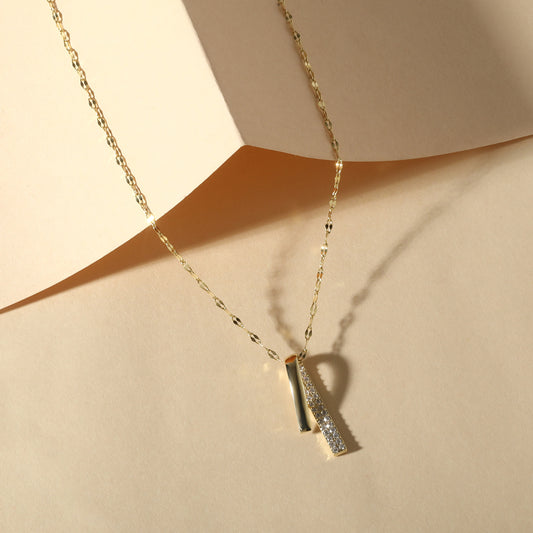 Dual Bar 18KT Gold Plated Zircon Pendant Chain