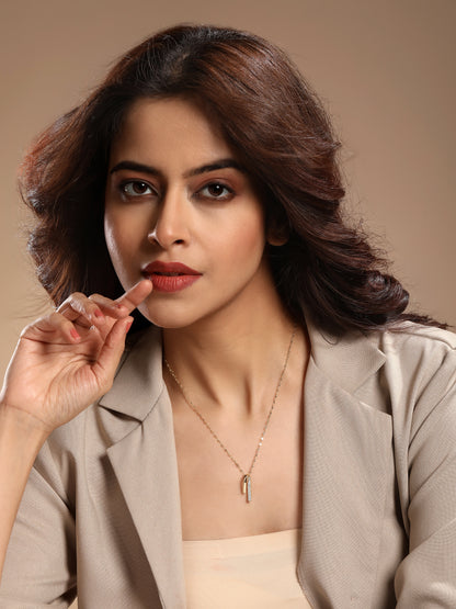 Dual Bar 18KT Gold Plated Zircon Pendant Chain