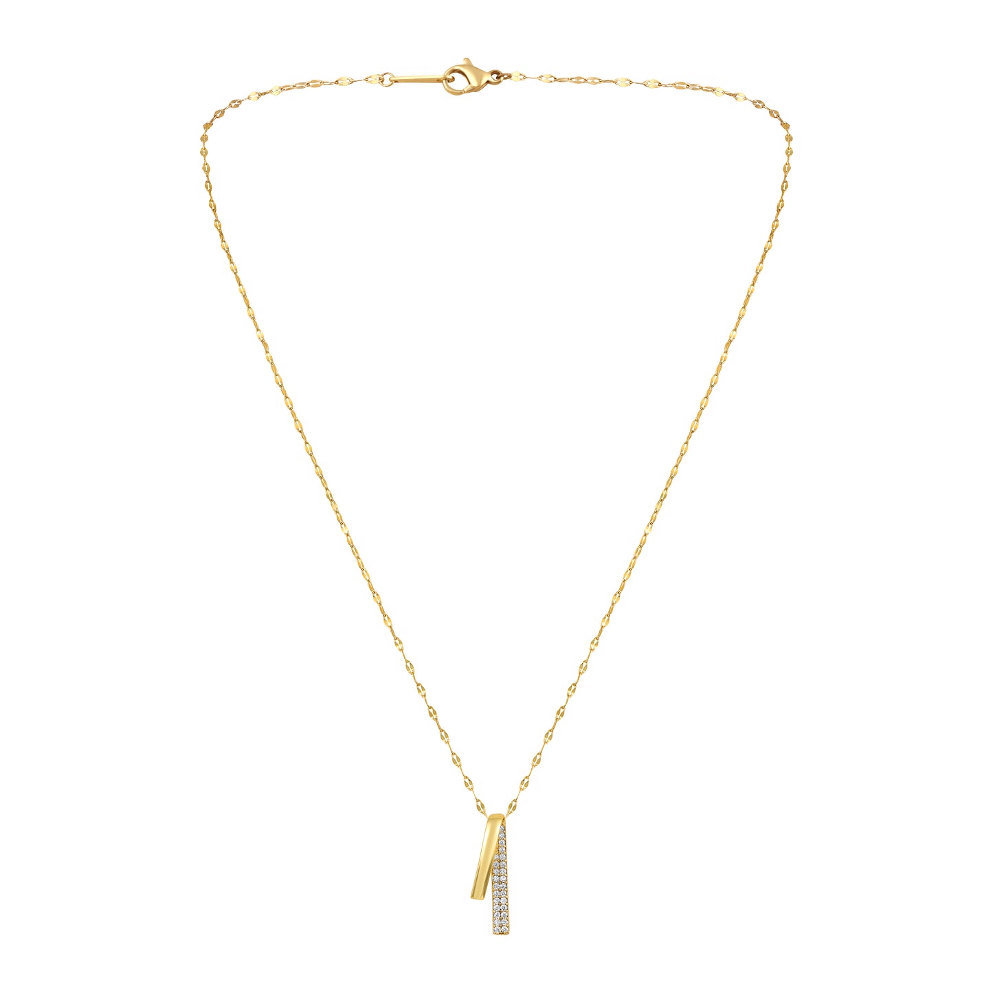 Dual Bar 18KT Gold Plated Zircon Pendant Chain