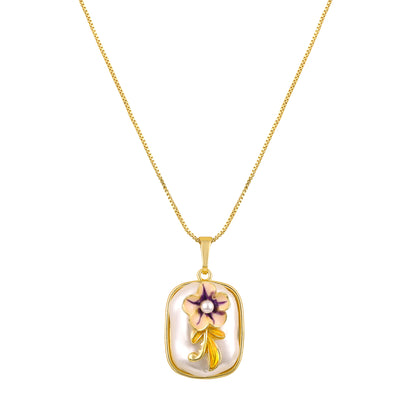 Pearl Blossom Floral 18KT Gold Plated Pendant Chain
