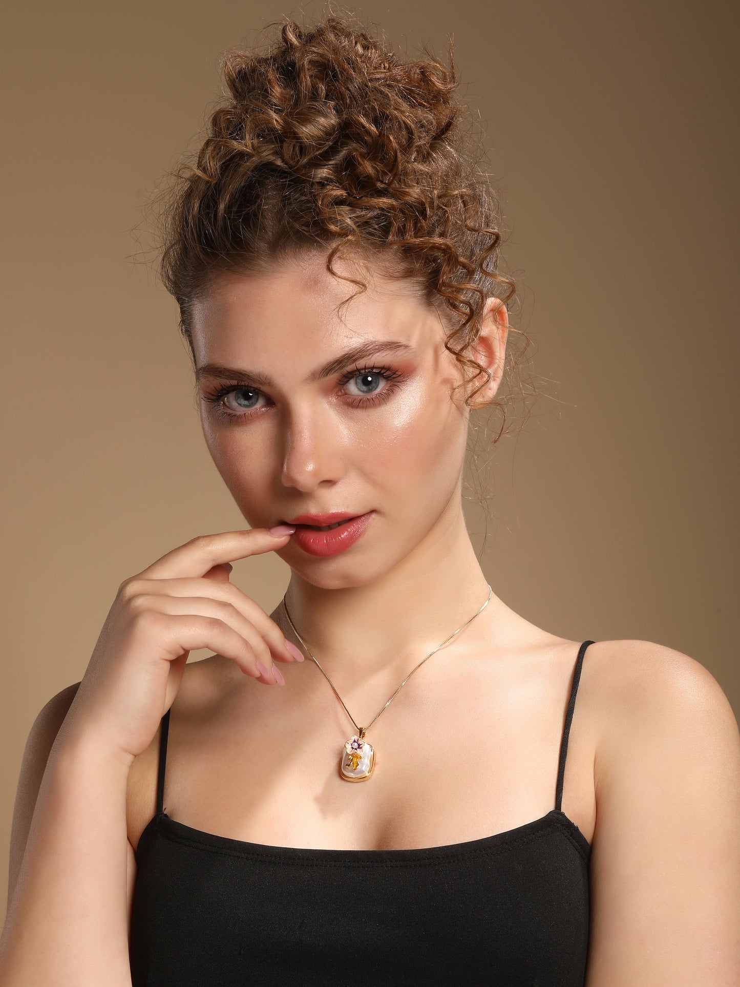 Pearl Blossom Floral 18KT Gold Plated Pendant Chain