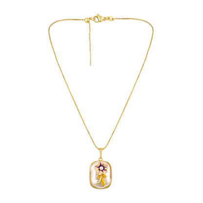 Pearl Blossom Floral 18KT Gold Plated Pendant Chain